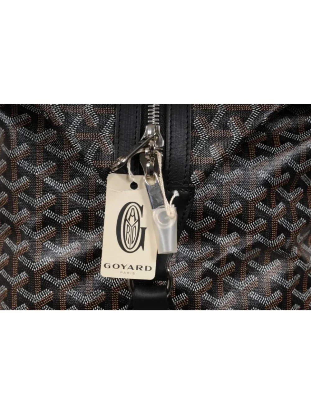 Goyard Boeing 55 Duffle Bag Black Brown Travel Carry On Weekend Luggage Silver